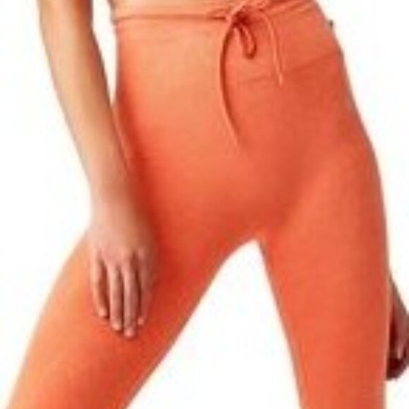FREE PEOPLE MOVEMENT Plie All Day High Rise Ankle Leggings in Poppy Coral Sz M/L - Picture 2 of 5